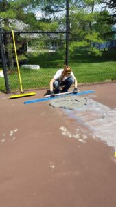 Women is preparing Tennis Court Surface , Pinterest